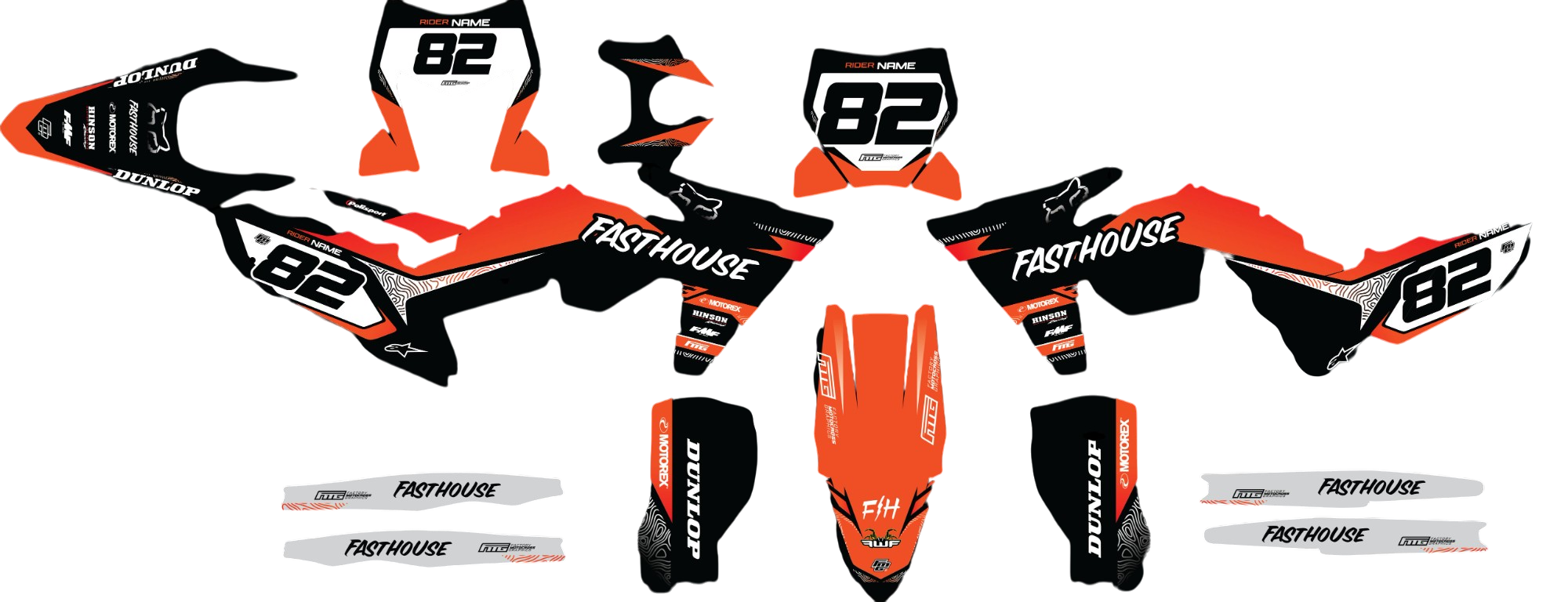 FASTHOUSE Fits KTM Orange & Black GRAPHICS KIT.