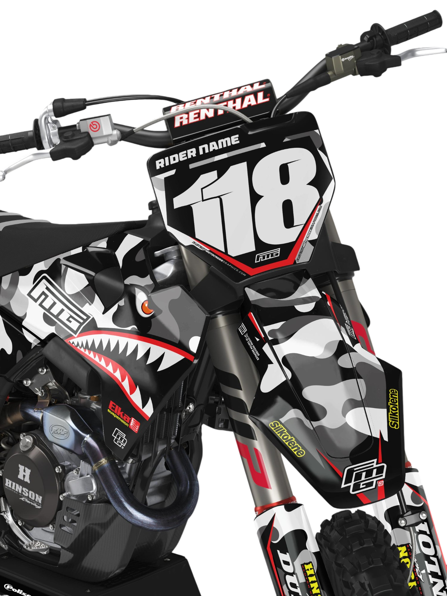 Shark Mouth CAMOUFLAGE  GRAPHICS KIT. Husqvarna TC FC TE FE TX FX WR FACTORY MOTOCROSS GRAPHICS