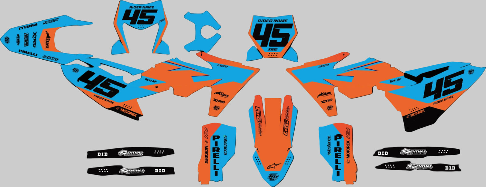 Fits KTM VOLTA BLUE & ORANGE GRAPHICS KIT