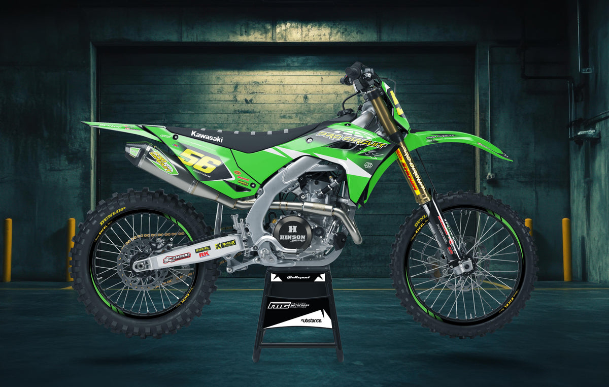 KAWASAKI KXF KX ProCircuit Green Team GRAPHICS KIT FACTORY MOTOCROSS GRAPHICS