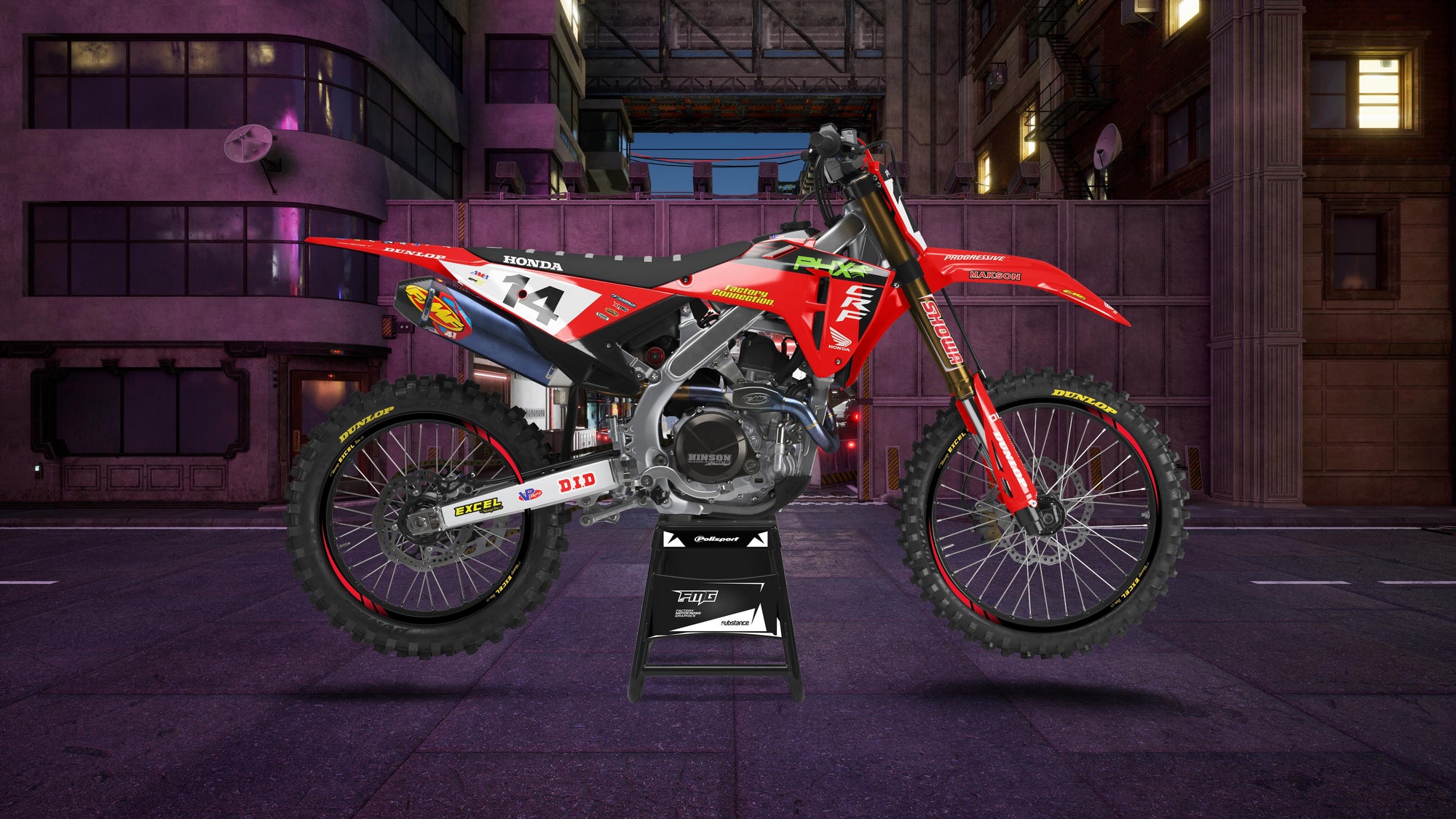 Honda Phoenix Factory Connection Graphics Kit. XR CR CRF Factory Motocross Graphics