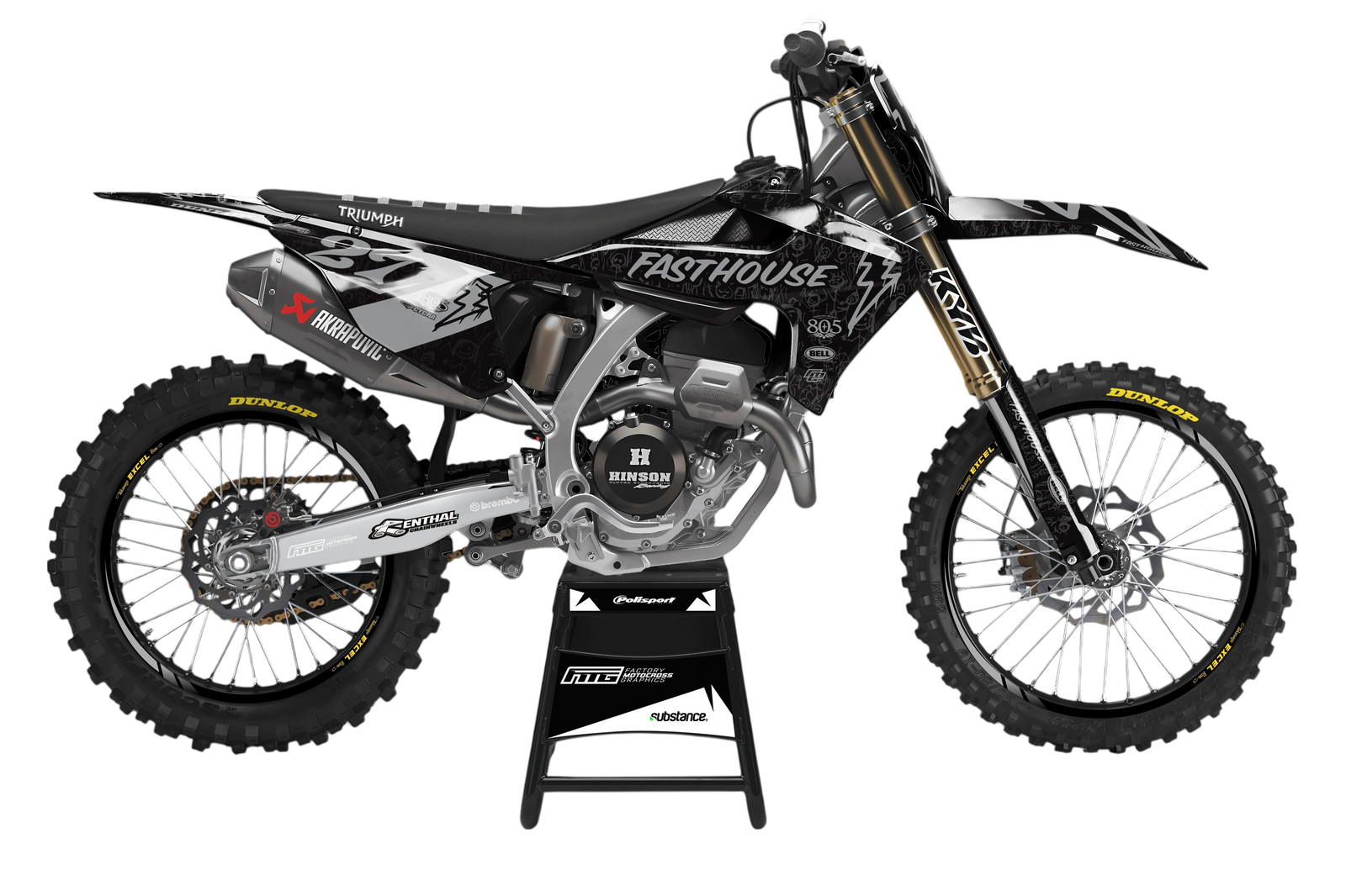 TRIUMPH FASTHOUSE DOODLE Black VI GRAPHICS KIT. TF FACTORY MOTOCROSS GRAPHICS