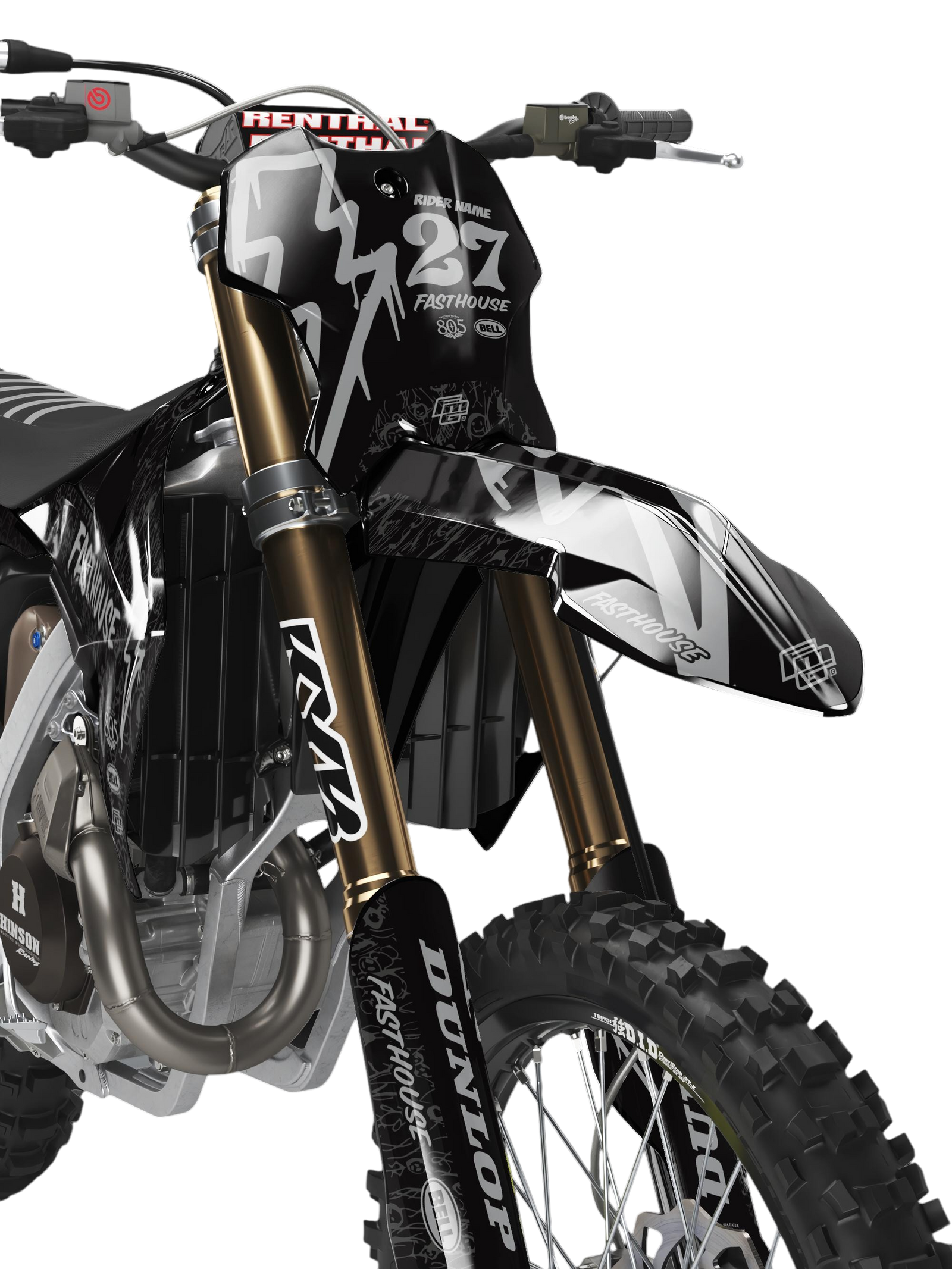 TRIUMPH FASTHOUSE DOODLE Black VI GRAPHICS KIT. TF FACTORY MOTOCROSS GRAPHICS