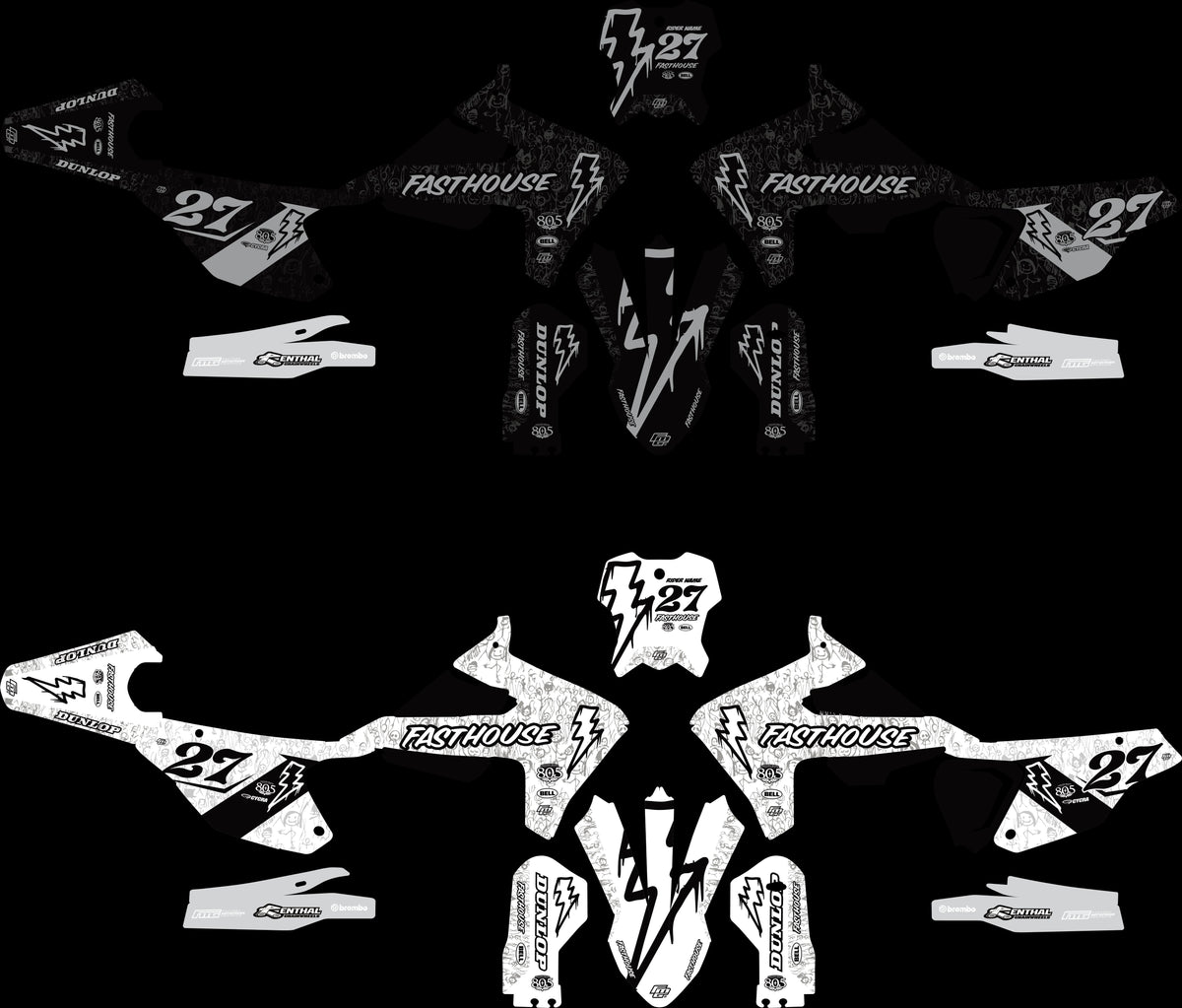 TRIUMPH FASTHOUSE DOODLE Black VI GRAPHICS KIT. TF FACTORY MOTOCROSS GRAPHICS