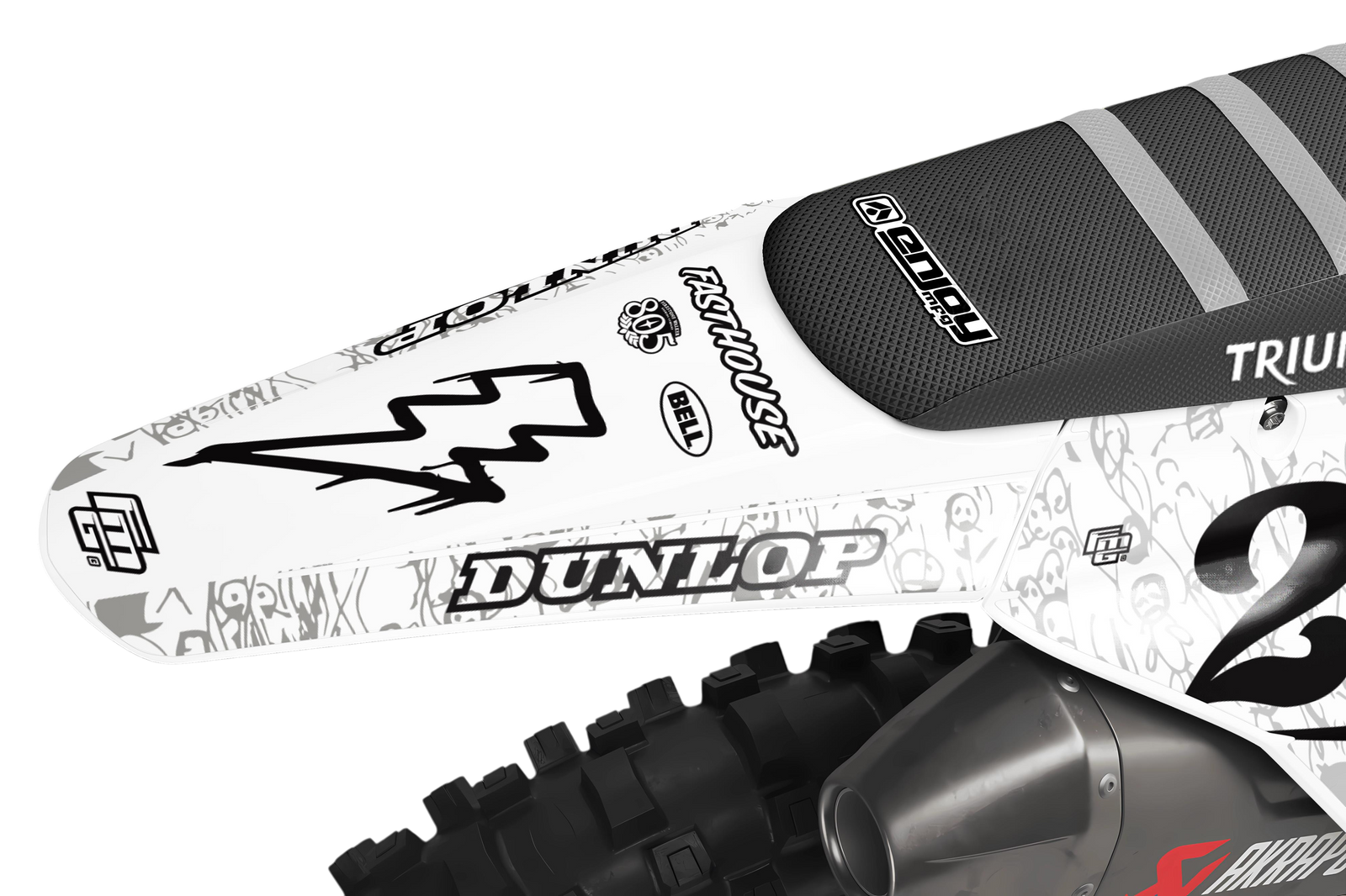 TRIUMPH FASTHOUSE DOODLE White VI GRAPHICS KIT. TF FACTORY MOTOCROSS GRAPHICS