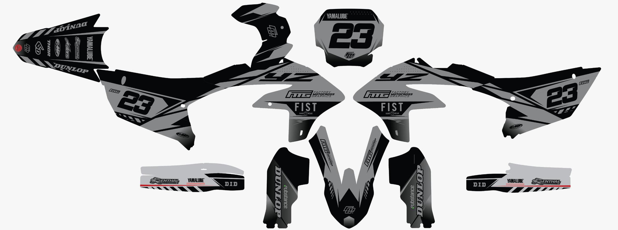 Yamaha Fist Grey Graphics Kit