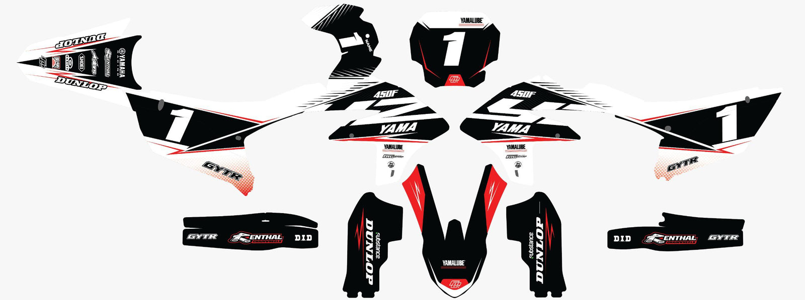 Yamaha Zwart Rode Graphics Kit