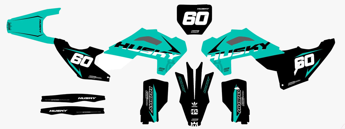 HusqvarnaCarbon Strike Teal Graphics Kit