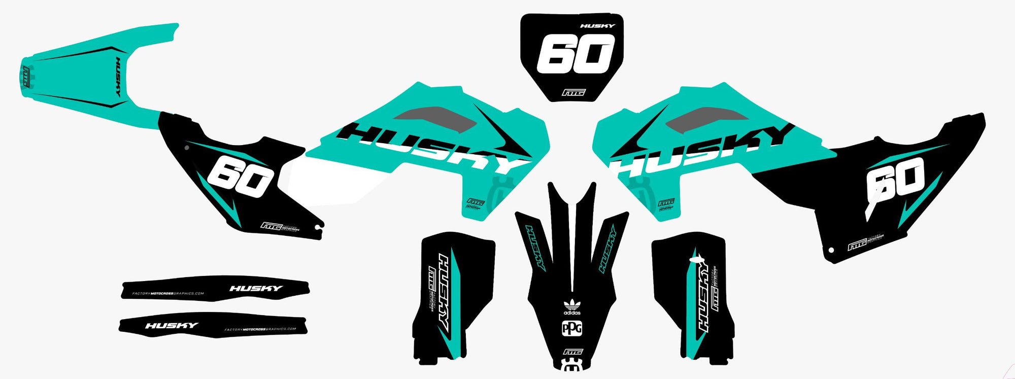 HusqvarnaCarbon Strike Teal Graphics Kit