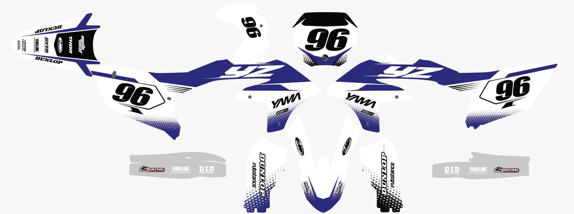 Yamaha Wit-Blauwe Race Graphics Kit