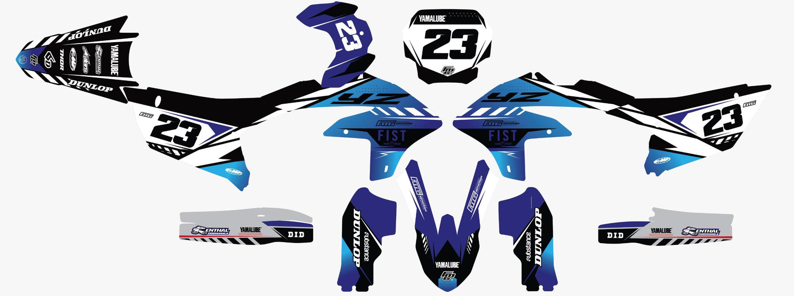 Yamaha Fist Blue Graphics Kit