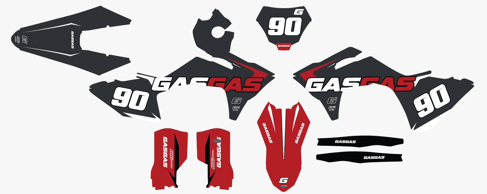 Gas Gas Carbon Strike Grey Graphics Kit
