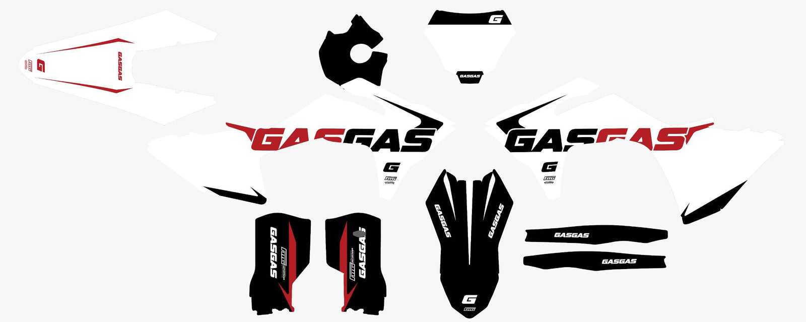 Gas Gas Carbon Strike White Graphics Kit