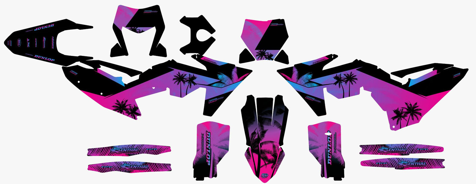 Fits KTM  Chrome  Black Palm Graphics Kit No Name No Number.