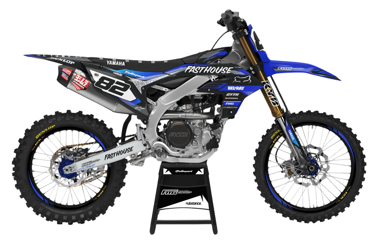 YAMAHA FASTHOUSE BLACK &amp; BLUE GRAPHICS KIT.