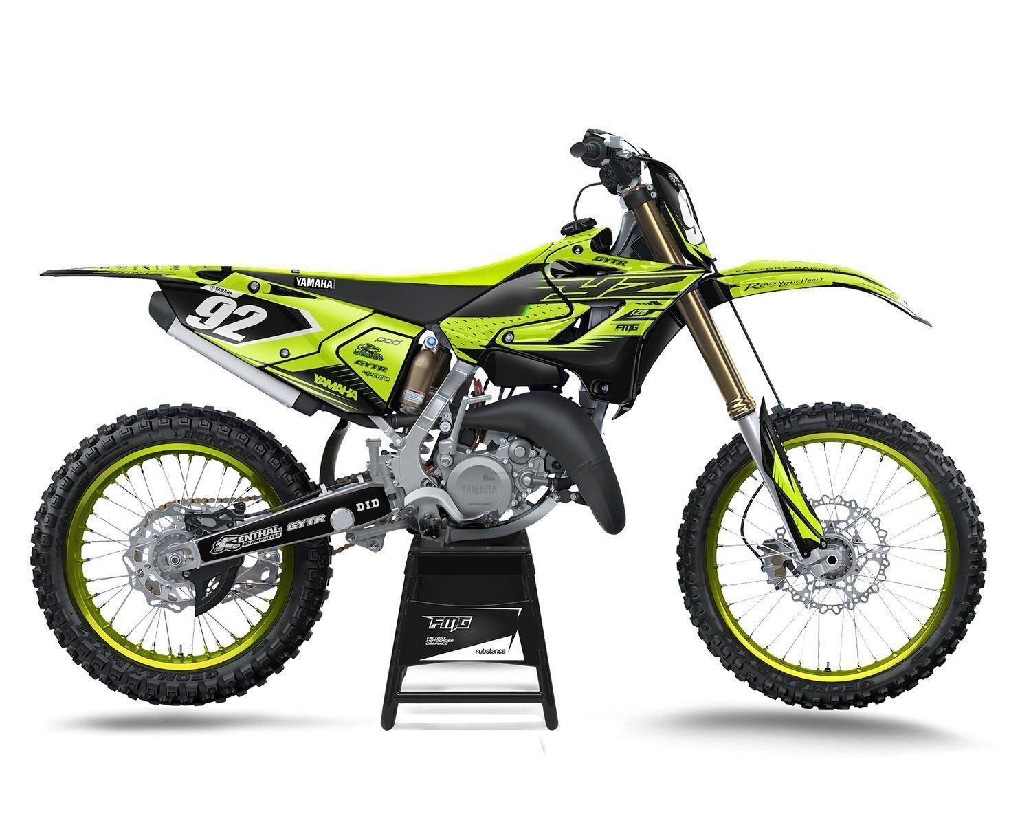Flo Yellow YZ MX Graphics Kit - Neon Yellow Custom Graphics ...