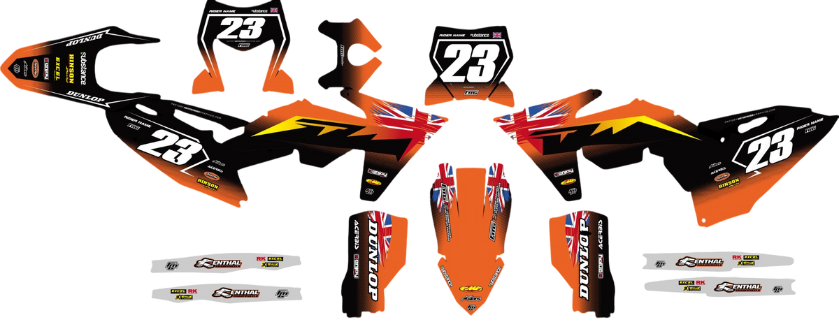 Fits KTM Velocity GB Black &amp; Orange Graphics Kit