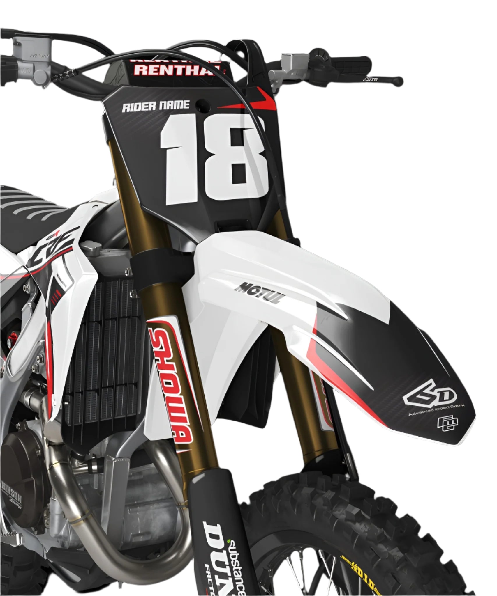 Honda CRF/CR Black White Fusion Graphics Kit